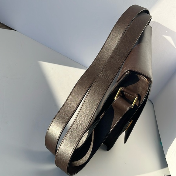 Auth. Vintage Gucci By Tom Ford Era Leather Shoulder Handbag ~ in Dark Brown - Picture 12 of 16